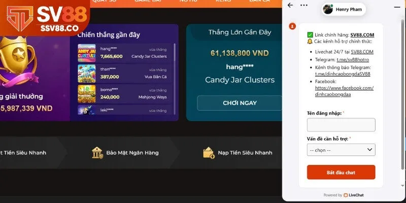 Giới thiệu sơ lược về kênh chăm sóc khách hàng SV88